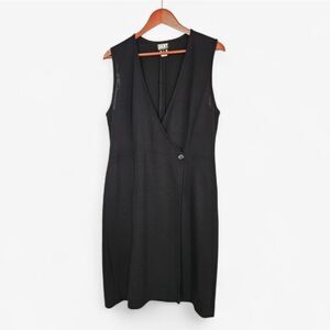 Vintage Donna Karan DKNY ILGWU Wool Sleeveless Minimalist Wrap Vest Dress 12